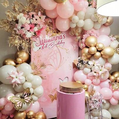 Marca 粉色、沙白色、白色、金色乳胶气球拱门套装，生日派对装饰，婚礼，性别揭晓派对，周年纪念，新娘礼物派对，成人仪式，派对装饰