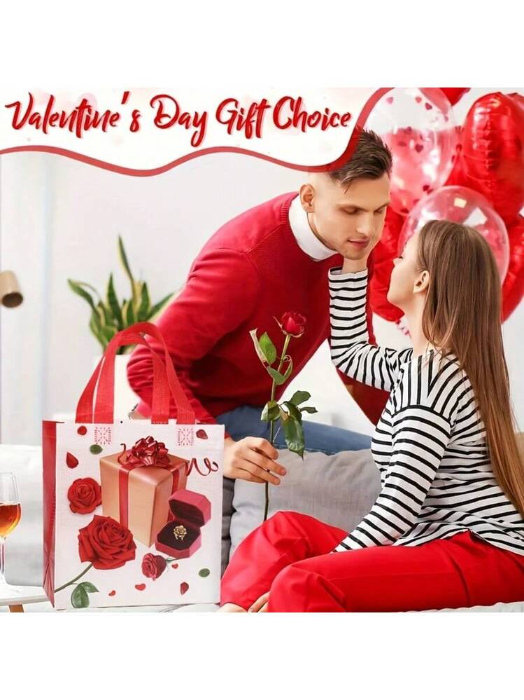 8 X Red Gift Bags With Ribbon Gift Bag With Handles 8 Pieces 21 X 31 X 12 Cm Large Gift Bags For Christmas, Birthday, Wedding Birthday - View #2