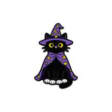 魔法猫珐琅胸针 - 可爱的徽章，可别在背包或衣服上，是送给母亲、父亲、毕业生和老师的理想礼物。 - 黑色 - 查看 2