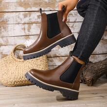 2024 New Autumn/Winter Short Chunky Heel Embroidered Women Boots - Brown - View 10