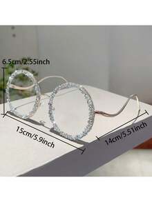 1 Piece Women's New Full Frame Round Luxury Glasses Exquisite Metal Frame Large-Studded Unique Men's MUNC - 金白色 - 查看 5