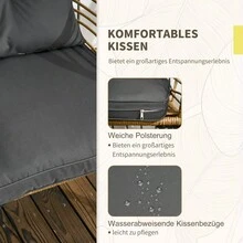 Outsunny Rattan Garden Furniture Set, 3 Pieces, Seating Group Including Coffee Table And 2 Chairs, Bistro Set With Cushions, Balcony Furniture, Sand+Dark Grey - 1 - View 5