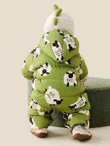 mini bala Baby Down Romper, Triple-Proof Winter Snowsuit, Soft & Warm 2025 New - Green Tone - View 3