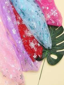 1pc Snowflake Tulle Rainbow Silver Snowflake DIY Fabric, Suitable For Tulle Skirts, Dresses, Wedding, Birthday Bouquets - Red - View 7