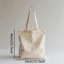 1pc Dibs On The Pastor Canvas Tote Bag, 16x14in, Large Capacity, Durable Polyester Canvas Shoulder Bag, Machine Washable, Multipurpose Shopping Bag, Ideal For Home Storage And Gift, Reusable Shopping Bags - trắng - Xem 2