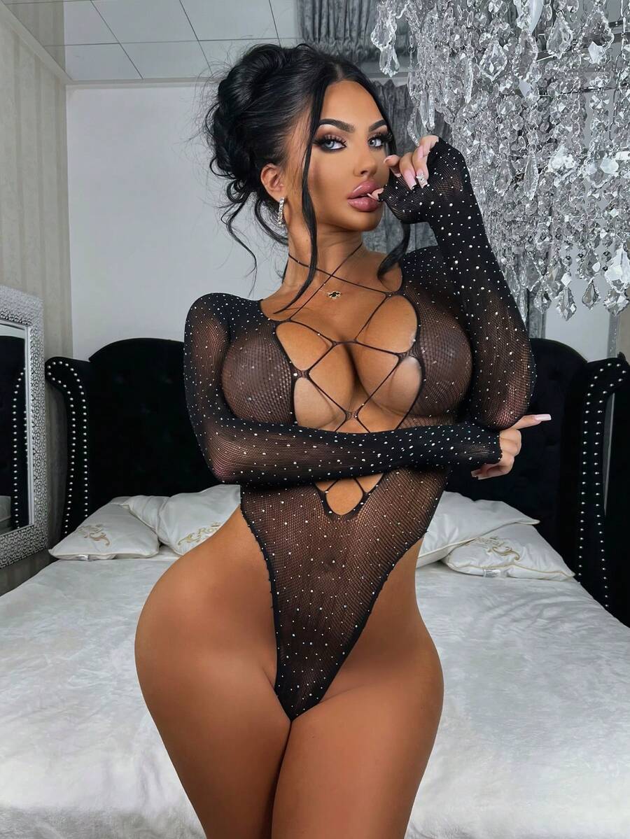 Sexy Fishnet Lingerie Bodysuits For Wome See Through Mesh Babydoll Bodysuit One Piece Fishnet Bodysui