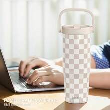Pink Bow Stainless Steel Straw Lid Tumbler 30oz With Carry Handle For Women Girls, Insulated Travel Coffee Cup, Gift For Sports Outdoor Workout Christmas Birthday - 檢查器 - 查看 6