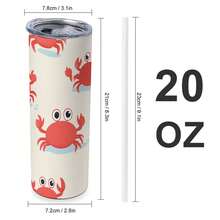 1 Pc 20oz Stainless Steel Tumbler - Double Wall Insulated Travel Mug For Coffee & Water, Cute Red Crabs Pattern Theme Termos, Cups Tumbler, Vasos, Coffee Cup - Water Bottle For Women - Suitable For Car Inside Use, Christmas Gift,Perfect Gift For Outdoor Adventurers - 白色 - 查看 2