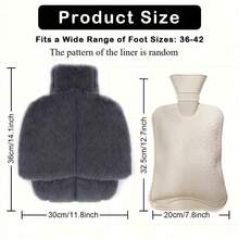 1pc 2L Large Hot Water Bottle With Plush Cover - Super Soft, Multi-Use For Feet & Hands Warmth, Non-Electric Rubber - Multicolor - View 4