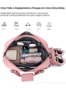 Large Capacity Waterproof Travel Bag, Sports Fitness Shoulder Bag With Accessory. - 紫色 - 查看 2