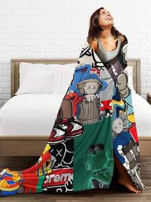 Kawss Kawaii Kaw  Blanket Flannel Blanket, Super Comfortable Winter Warm Blanket Summer Air Conditioning Blanket, Soft And Light Bed Sofa Decoration, Not Easy To Shed, - màu đen - Xem 5