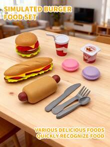 Pretend Play Fast Food Set,Simulation Burger Hotdog Combo,Play Kitchen Accessories Role Play Toys,Kids Toddler Children Birthday Gifts,New Year And Christmas Gifts ﻿ - Multicolor - View 5