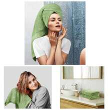- Juego de 8 toallas de alta calidad, 2 toallas de bao, 2 toallas de mano y 4 paos de lavado, 600 g/, algodn hilado en anillo, toallas altamente absorbentes para bao, gimnasio, hotel y spa verde salvia - Verde salvia - Ver 1