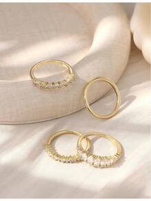 Milacolato 14K Gold Plated Stackable Rings For Women Non Tarnish - Dainty Cubic Zirconia Wedding Bands Ring Set Minimalist  Statement Engagement Promise Thumb Rings Stacking Size 5-10 - Vàng - Xem 8