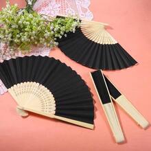 4 Pack Black Fans For Line Dancing Folding Black Hand Fan Handheld Paper Fan Bamboo Folding Fans For Wedding Party Favor Photography Props - A - 查看 4