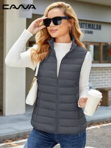 Cavva Women's Lightweight Vests Jacket Water Resistence Soft Sleeveless Warm Jacket Hiking Camping Running Outdoor - 深灰色 - 查看 2