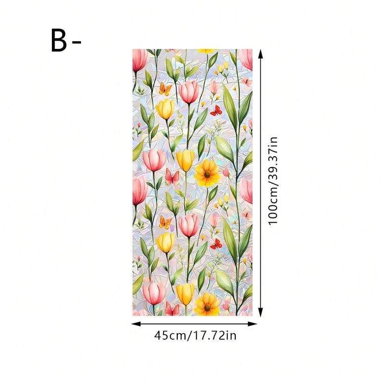 1/3pcs Decorative Window Privacy Film, Reusable Colored Tulip Flower Stained Glass Window Sticker, Suitable For Decorating Glass Windows And Doors In Homes, Offices, Living Rooms, And Bathrooms. - Multicolor - View 9