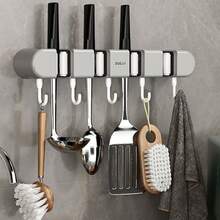 1 pieza Soporte multifuncional para trapeador, bolsa, organizador, almacenamiento, cocina - Gris - Ver 12