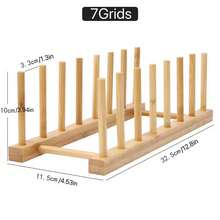 1pc Wooden Plate/Dish Rack Stand, Kitchen Storage Cabinet Dish Bowl Cup Pot Lid Chopping Board Organizer Rack, Kitchen Utensil Draining Rack, Kitchen Cabinet Organizer, Kitchen Organizer - Multicolor - View 15