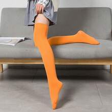 Women's Opaque Stretchy Nylon Over Knee Thigh High StocFKings Knee High Costume Boot Socks For Daily Wear Cosplay{Inchsize_nameinch:InchOneSizeinch,Inchcolor_nameinch:InchOrangeinch} - 橘色 - 查看 3