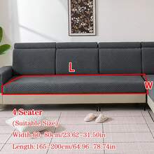 1pc Plush Jacquard Anti-Slip Sofa Seat Cushion Cover, Soft & Skin-Friendly, Pet-Proof, Elastic Sofa Slipcover, Suitable For L-Shaped Combination Sofa And 1/2/3/4 Seater Sofa, Spring/Autumn (Sold Individually) - Dark Grey - View 12