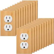20 Pieces Wooden Light Switch Cover Plate 4.5 X 2.76 Inch Bamboo Wooden Decorative Double Hole Outlet Covers Wall Plate For Bedroom Kitchen Home Interior Decoration And Functional Protection - Wood - View 1