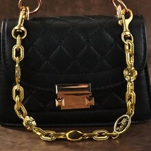 1 Pc Retro Fashion Oval Carved  Bag Chain Hanging High-End Feeling Belongs To Crossbody Bag Extension Chain Accessories - 字母金屬鏈 - 查看 2