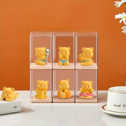 Bộ 3 hộp trưng bày bằng acrylic màu vàng - Hộp đựng trong suốt, chống bụi, có thể xếp chồng lên nhau, thích hợp để đựng tượng nhỏ, hộp quà bí ẩn và các vật dụng trang trí bàn làm việc kiểu hiện đại khác.