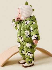 mini bala Baby Down Romper, Triple-Proof Winter Snowsuit, Soft & Warm 2025 New - Green Tone - View 2