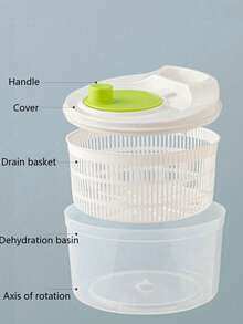 1pc Multi-Function Vegetable Salad Spinner, Manual Fruit & Vegetable Dehydrator, Vegetable Spinner, Fruit & Vegetable Washing Basket, Double-Layer Draining Bowl, Shatterproof, PP Material, Set - Multicolor - View 9