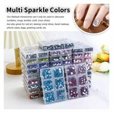 4500PCS Resin Flatback Rhinestone, 2mm 3mm 4mm 5mm 6mm Ruby/Dark Red Flatback Rhinestones For Tumblers, Nails Art, Mugs, Bottles, Craft Dration, Loose Bling Glitter Gem Stone - 多色109 - 查看 3