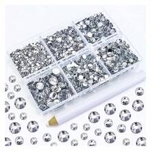 4500PCS Resin Flatback Rhinestone, 2mm 3mm 4mm 5mm 6mm Clear Flatback Rhinestones For Tumblers, Nails Art, Mugs, Bottles, Craft Dration, Loose Bling Glitter Gem Stone - 多色121 - 查看 1