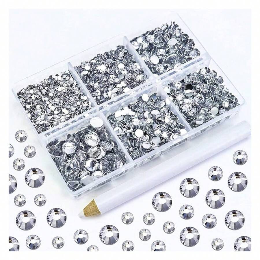 4500PCS Resin Flatback Rhinestone, 2mm 3mm 4mm 5mm 6mm Clear Flatback Rhinestones For Tumblers, Nails Art, Mugs, Bottles, Craft Dration, Loose Bling Glitter Gem Stone - 多色121 - 查看 1
