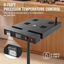 Secadora flash  Pro de 18 x 18 pulgadas, secadora flash mejorada de 2000 W para máquina de serigrafía, control de temperatura de 0 a 750 ℉, con soporte de altura ajustable, rotación de 360°, máquina de curado de camisetas - 18 x 18 pulladas 2000 W - Ver 5