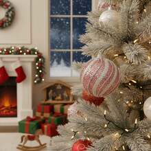 9pcs 8cm Christmas Balls Pendant Xmas Tree Decoration Glitter Clear Baubles Hanging Ornaments Home Decor New Year - Rosa - Ver 2