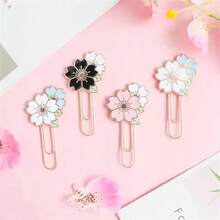 1/2/3pcs Cherry Blossom Shaped Paper Clips, Cherry Blossom Metal Bookmarks, Pink & Blue Petal Paper Clips Suitable For Books/Notebooks, Metal Petal Paper Clips - Multicolor - View 3