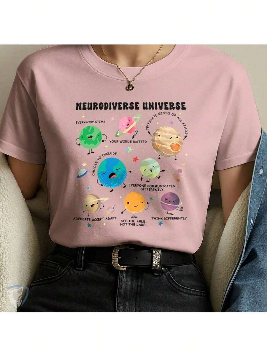 Inspirational T-Shirt | Positive Art About Inclusion And Awareness - Pink - View 1