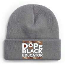 Dope Black Educator  A Celebration Of Excellence Winter Beanie For Men Women Soft Warm Knit Hat Ski Stocking Cuffed Cap - Xám - Xem 1