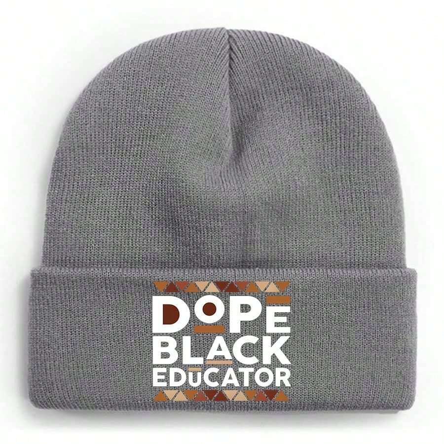 Dope Black Educator A Celebration Of Excellence Winter Beanie For Men Women Soft Warm Knit Hat Ski Stocking Cuffed Cap - Xám - Xem 1