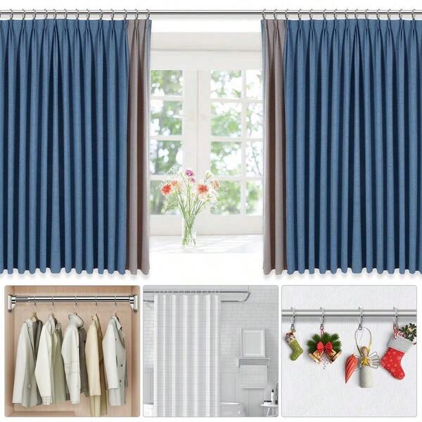 Pack Metal Curtain Rings 32mm Internal Diameter Curtain Pole Rings Silver Hanging Rings For Curtain Poles,Shower Curtai...