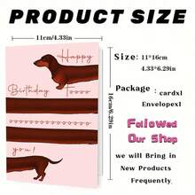 Adult Birthday Card For Dachshund Lovers - Cute Long Dog "Happy Birthday Toooo You" Greeting (With Envelope) - Multicolor - View 5