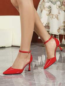 2025 Women's Pointed Toe High Heel Fashion Pumps,Kitten Heels - Red - View 6