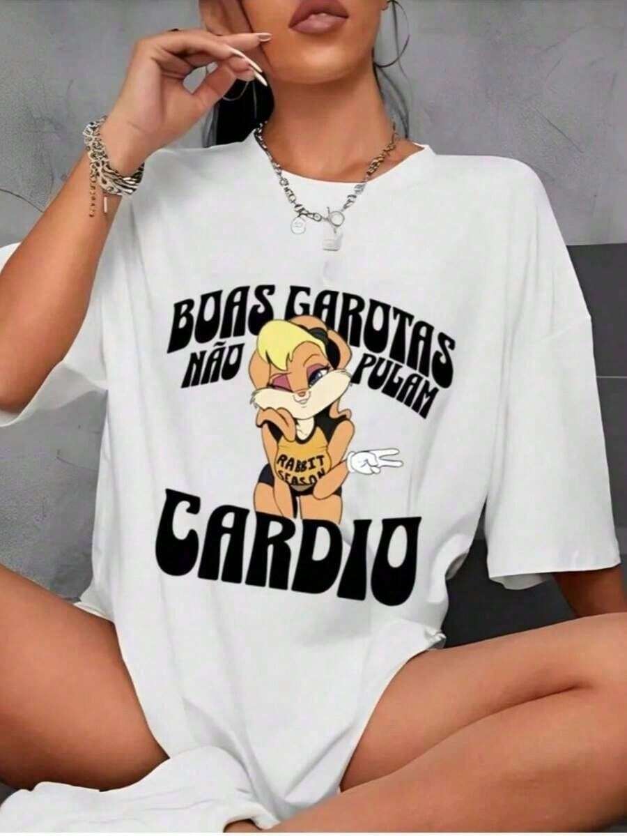 Women's T-Shirt, 100% Cotton, Casual, Workout, Gym, Fitness, Good Girl - 白色 - 查看 1