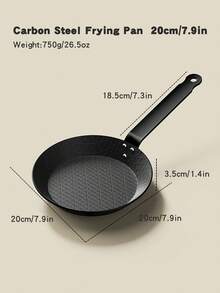 1个预先养护的碳钢煎锅，适用于电磁炉、燃气灶和烤架 - 11/9.4/7.9英寸，精密铸铁煎锅，牛排煎锅，经久耐用，加热均匀，适合室内外使用 - 不含PFAS、PFOA和PFOS - 黑色 - 查看 9