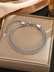 不锈钢精巧编织网状手链 女士粗金链时尚手链 男士饰品 女士礼物