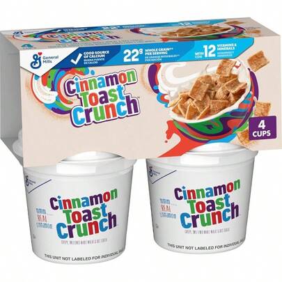 Breakfast Cereal, Crispy Cereal, Cereal Cups, 8 Oz 4 Count