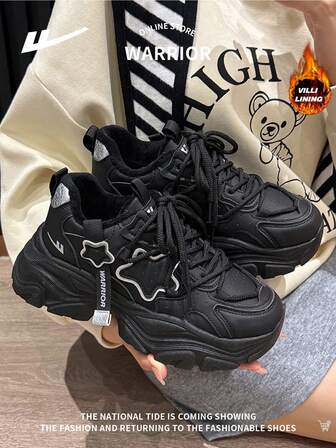 WARRIOR 1 par de zapatillas deportivas gruesas con cordones frontales para mujer, diseño versátil y cómodo, de suela gruesa, casual y antideslizante para exteriores