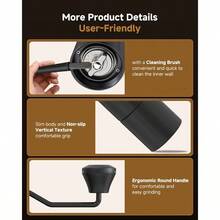 Manual Coffee GrinderHand Coffee Grinder With 30 Adjustable Settings CNC 420 Stainless Steel Espresso Conical BurrPortable MultiBearing Design For Pour Over French Press Moka Pots - Black - View 7
