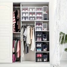 12 hộp đựng giày bằng nhựa trong suốt có ngăn chia - Có thể xếp chồng và gấp lại chắc chắn - Hộp đựng giày đứng, ngăn đựng giày trong suốt cho giày thể thao, giày bốt, giày bệt - Kệ tiết kiệm không gian chống bụi cho gia đình, ký túc xá, lối vào (Không cần lắp ráp), giá để giày, hộp đựng giày, hộp đựng giày - Nhiều màu - Xem 3