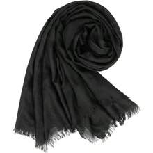 Women Long Lightweight Linen Scarf Shawls Extra Large Soft Beach ShawlsWraps LongSunscreenBodyScarves 76.77*39.37" - 黑色 - 查看 5